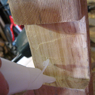 applying glue to the joint